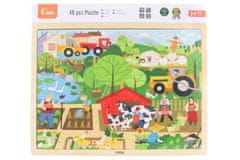 Viga Dřevěné puzzle 48 dílků - farma