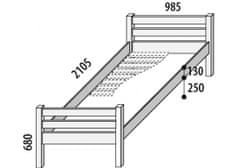 Domestav DOMINO jednolůžko 90 - bez zábrany, smrk