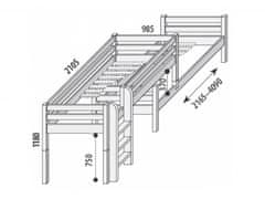 Domestav DOMINO - Zvýšené jednolůžko posuvné zábrana A smrk