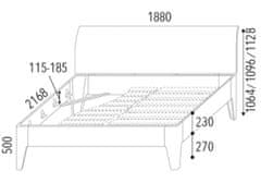 Domestav FANTAZIE 180 cm manželská postel nastavitené čelo oblé dub nature olejovaný