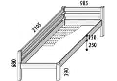 Domestav DOMINO jednolůžko se zábranou a nízkým čelem levým - smrk