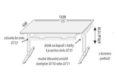 Domestav Domino psací stůl s kovovou podnoží 132 cm buk mořený