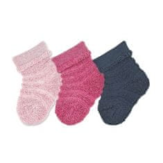 Sterntaler Ponožky kojenecké s manžetkou, 3 páry, jednobarevné, froté proužky, růžové 8402120, 16