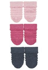 Sterntaler Ponožky kojenecké s manžetkou, 3 páry, jednobarevné, froté proužky, růžové 8402120, 16