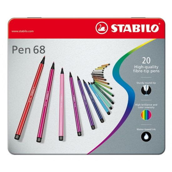 Stabilo STABILO Pen 68 Kovové pouzdro 20 ks balení