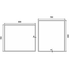 NIMCO ZPC 13003-90 Černé LED zrcadlo 800x700 - Nimco