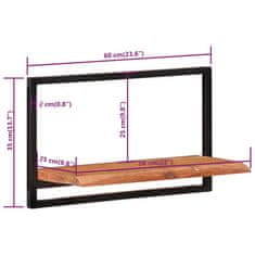 Vidaxl Nástěnné police 2 ks 60 x 25 x 35 cm masivní akácie a ocel