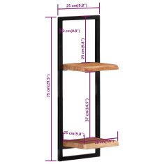 Vidaxl Nástěnné police 2 ks 25 x 25 x 75 cm masivní akácie a ocel