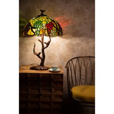 Clayre & Eef Stolní lampa Tiffany BIRDS 5LL-6130