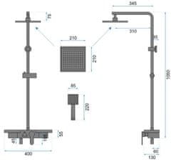 REA Sprchový set s baterií 150mm bravo černá (REA-P0636)