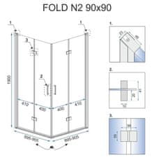 REA Skládací sprchový kout fold n2 90x90 (REA-K9991)