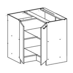 KONDELA Dolní rohová kuchyňská skříňka Fabiana S-90N - dub sonoma / bílá