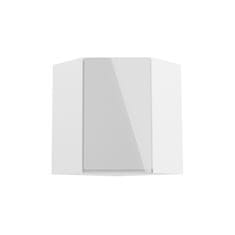 KONDELA Horní rohová kuchyňská skříňka Aurora G60N - bílá / šedý lesk