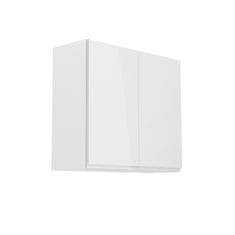 KONDELA Horní kuchyňská skříňka Aurora G80 - bílá / šedý lesk