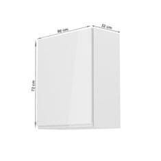 KONDELA Horní kuchyňská skříňka Aurora G601F L - bílá / šedý lesk