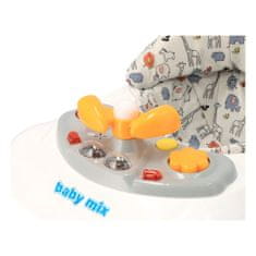 Baby Mix Dětské chodítko Baby Mix s volantem a silikonovými kolečky šedé