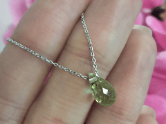 Lovrin Stříbrný náhrdelník 925 drop stone Prasiolit Rytina