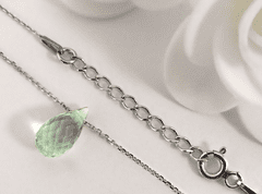Lovrin Stříbrný náhrdelník 925 drop stone Prasiolit Rytina