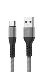 SEFIS nabíjecí datový kabel Premium s konektory USB-A a USB-C stříbrný 2m