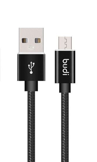 SEFIS nabíjecí datový kabel s konektory USB-A a Micro-USB 1m černý s opletením