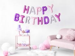 PartyDeco Balónkový banner Happy Birthday růžovo purpurový 340cm