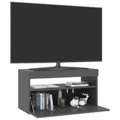 Greatstore TV skříňka s LED osvětlením šedá vysoký lesk 75 x 35 x 40 cm