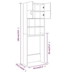 Vidaxl Skříňka nad pračku kouřový dub 64 x 25,5 x 190 cm