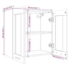 Greatstore Závěsná prosklená skříňka kouřový dub 60 x 31 x 60 cm kompozit