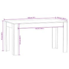 Vidaxl Jídelní stůl kouřový dub 140 x 74,5 x 76 cm kompozitní dřevo