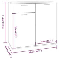 Vidaxl Příborník šedý sonoma 80 x 36 x 75 cm kompozitní dřevo