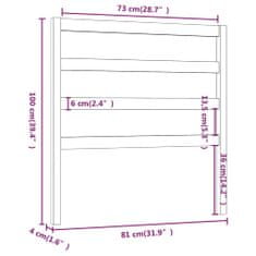 Vidaxl Čelo postele šedé 81 x 4 x 100 cm masivní borovice