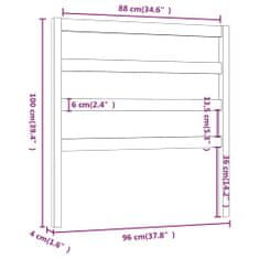 Vidaxl Čelo postele šedé 96 x 4 x 100 cm masivní borovice