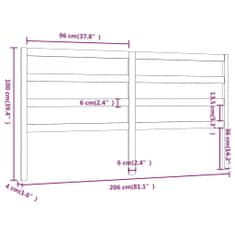 Greatstore Čelo postele bílé 206 x 4 x 100 cm masivní borovice