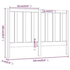 Vidaxl Čelo postele bílé 126 x 4 x 100 cm masivní borovice