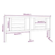 Vidaxl Čelo postele 206 x 4 x 100 cm masivní borovice