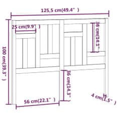 Vidaxl Čelo postele černé 125,5 x 4 x 100 cm masivní borovice