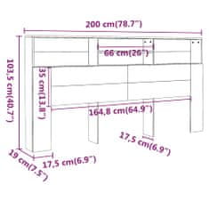 Greatstore Čelo postele s úložným prostorem betonově šedé 200x19x103,5 cm