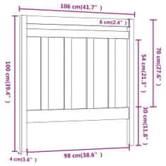 Vidaxl Čelo postele šedé 106 x 4 x 100 cm masivní borovice