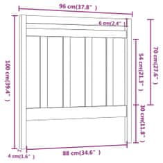 Vidaxl Čelo postele bílé 96 x 4 x 100 cm masivní borovice