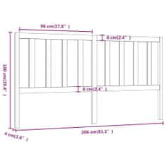 Vidaxl Čelo postele bílé 206 x 4 x 100 cm masivní borovice