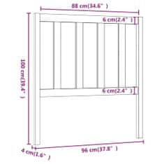 Vidaxl Čelo postele černé 96 x 4 x 100 cm masivní borovice