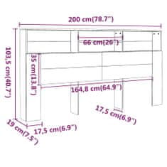 Greatstore Čelo postele s úložným prostorem šedé sonoma 200x19x103,5 cm