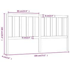 Vidaxl Čelo postele šedé 186 x 4 x 100 cm masivní borovice