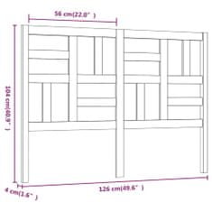 Vidaxl Čelo postele šedé 126 x 4 x 104 cm masivní borovice