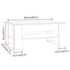 Greatstore Konferenční stolek kouřový dub 102x55x45 cm kompozitní dřevo