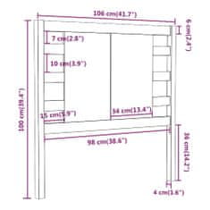 Greatstore Čelo postele černé 106 x 4 x 100 cm masivní borovice