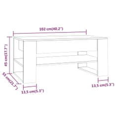 Greatstore Konferenční stolek bílý 102 x 55 x 45 cm kompozitní dřevo