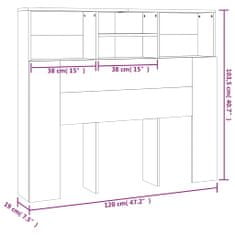 Vidaxl Čelo postele s úložným prostorem hnědý dub 120x19x103,5 cm