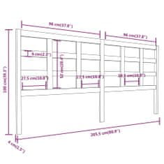 Vidaxl Čelo postele bílé 205,5 x 4 x 100 cm masivní borovice