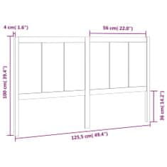 Vidaxl Čelo postele medově hnědé 125,5 x 4 x 100 cm masivní borovice